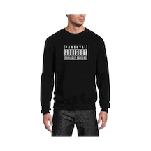 Parental Advisory Explicit Content Baskılı Siyah Erkek Örme Sweat