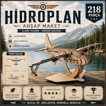 Vintage Hidroplan 3d Ahşap Maket 218 Parça Lazer Kesim Mdf Kolay Montaj Koleksiyonluk Uçak Maketi