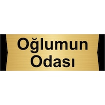 Oğlumun Odası 7x20cm Altın Renk Metal Yönlendirme Levhası