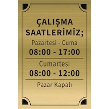 Mayeka Çalışma Saatlerimiz Levha Altın Metal Yönlendirme Tabelası Kişiye Özel