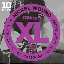 D'addario Exl120-10P 10 Set Elektro Gitar Tel Seti. Xl. 9-42. N