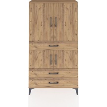 Arges Dolap 3 Raflı 3 Çekmeceli 4 Kapaklı 88x30x163 Çam-çam Çam
