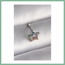 Bşkvirgo 316l Çelik Gümüş Renk Renkli Zirkon Taşlı Yıldız Model Tragus Piercing Bsk2026