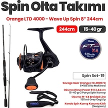 Savage Gear Orange Ltd 4000 Fd Olta Makinesi - Okuma Wave Power 8 0 2.44 Cm 15-40 Gr Spin Kamışı Spin Set -19