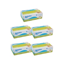 Dolphin Tek Kullanımlık Lateks Beyaz Pudralı Medium Muayne Eldiveni 5 x 100 Adet