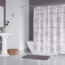 Kahverengi Banyo Perdesi-Halkalı Su Geçirmez Duş Perdesi 180x200 C Halkalı Polyester Kumaş Duş Perde Kahverengi