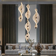 Gupse 4 Lü Yuvarlak 62 Watt Ledli Modern Tasarım Oturma Odası Salon Avize Gold