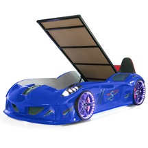 Odacix Arabalı Yatak, Mavi Jaguar Ledli Koltuklu Bazalı Araba Yatak