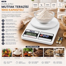 Dijital Mutfak Tartısı 10kg 1g Pilli Black