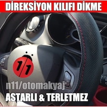 Dacia Sandero 2013-2016 Direksiyon Kılıfı Siyah Dikme Astarlı