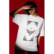 Sevbano Tasarım Sleep Token Rock Metal Müzik Grubu Baskılı Unisex Oversiz Beyaz