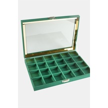 Hnrlıshp 24 Bölmeli Cam Kapaklı Anfora Kumaş Sunum Tablosu 24x34 Cm-siyah Çok Renkli