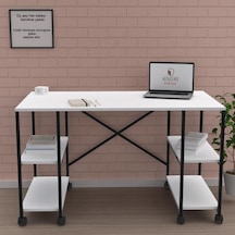 Kenzlife Ofis Masası Sumiko 075 170 60 Byzsyh Tekerlekli Bilgisayar Çalışma Büro Beyaz