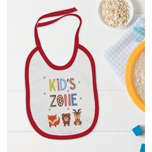BK Kids Kids Zone Tasarımlı Kırmızı Bebek Mama Önlüğü-1 Kırmızı