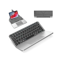 Katlanabilir Türkçe Q Kablosuz Klavye, Tablet Telefon Standlı, Geniş Touchpad, Çoklu Cihaz Bağlantı, Scissor Tuş, 500mah, Tablet Telefon Laptop Uyumlu Klavye, Siyah İbox11