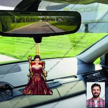 Kraliçe Ahşap Tasarımlı Araba Dikiz Ayna Süsü