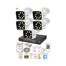 Fury 5 Kameralı 5mp Lens 1080p 2mp Color Görüntü 8 Warm Led Gece Görüş Fullhd Güvenlik Kamera 5525w 320