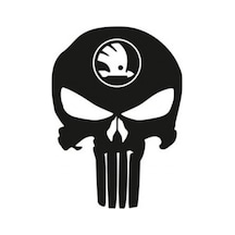 Skoda Kuru Kafa Punisher Araba Sticker Yapıştırma