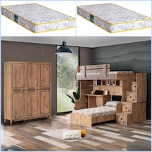 Setaymobilya Ranza, Natural Ranza Karyola Çalışma Masası Dolap+2 Comfort Yatak