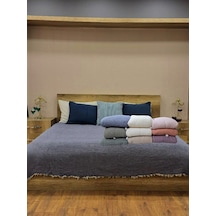 Pembe 7 Katlı Çift Taraflı Dolgulu Çift Kişilik Müslin Battaniye %100 Pamuk 230x240 Cm Pembe