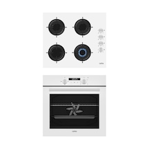 Carino 4 Fonksiyon Dijital Beyaz Power Turbo 2'li Cam Ocaklı Ankastre Set Fırın+Ocak