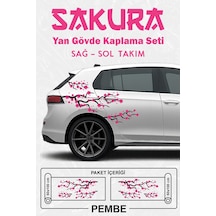 Sakura Kiraz Çiçeği - Yan Gövde Sticker Seti Kaplama Pembe - 864812509