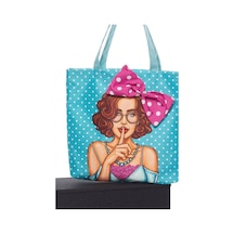 Ayshome Popart Desen Bez Sarı Puantiyeli Plaj Alışveriş Çantası Çok Renkli