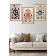 3 Parça Ahşap Çerçeve Görünümlü Mukavva Poster Tablo Seti Set 03, 15 X 20