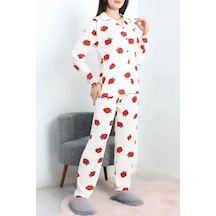 Seka Store Seka Milan Düğmeli Pijama Takımı Beyazçilek - 50728.1929. Çok Renkli