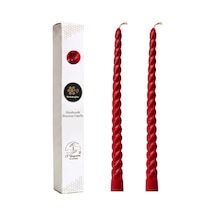 Petekoğlu Kırmızı 2 Adet 27.5 Cm Konik Burgulu Balmumu Mum Şamdan Mumu Doğal Petek Balmumu Mum Beeswax Candle Çok Renkli