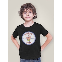 Sevbano Patrick Star Baskılı Unisex Çizgi Film Süngerbob Çocuk Tişört 1- Siyah