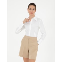 Pierre Cardin Kadın Beyaz Gömlek Desenli 50284562-vr013 Beyaz