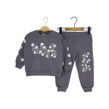 Daısıes Papatya Baskılı İki İplik Alt Üst Antrasit