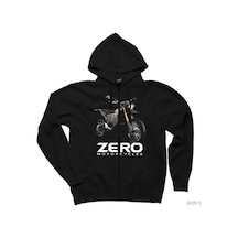 Zero Fx Siyah Fermuarlı Kapşonlu Sweatshirt