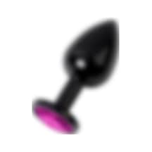 Zaga Oyun  Metal Pembe Taşlı Siyah Anal Plug Küçük Boy