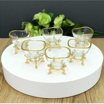 Çnr Home Collection 6' Lı Lüx Kahve Yani Mini Lokumluk Şekerlik Sosluk Gold
