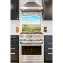 Afrika Savanı 2' Li 30X52 CM Cam Cam Ocak Arkası Koruyucu