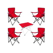 Kampçılık Savex 4'lü Bardaklı Katlanabilir Sandalye Ve Masa Seti - Kırmızı Dy.001