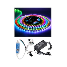 5 Metre 12v İç Mekan 60 Pixel Ledli Bluetooth Cep Telefonundan Kumandalı 5a Plastik Adaptörlü Set