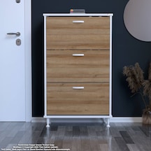 Modilayn Varbi Antre Hol 72 X 119x 25, 5 Cm Lik 3 Düşer Kapak 6 Göz Raf Bölmeli Ayakkabılık Beyaz - Cordoba