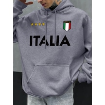 Startmore Tarzsokak İtalya İtalyan Bayrağı Tasarım Erkekler Hoodie Polar Kapüşonlular Cep Yumuşak Hoody Sonbahar Gri