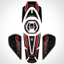 Bajaj Pulsar Ns 200 2011-2020 Uyumlu Tank Pad Set Dark Flame Serisi Kırmızı-siyah