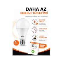 Atc 15w Led Ampul 10'lu Paket E27 Beyaz Işık 6500k 1350 Lümen Tasarruflu Led Ampul