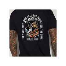 Caddemia Yaz Moda Günlük Spor Gevşek Büyük Arka Desen Baskılı Yuvarlak Yaka Kısa Koll Siyah 2XL
