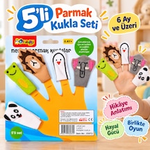 Bakgelal 5'li Peluş Parmak Kukla Seti - 6 Ay+ Eğitici Hayvan Figürlü Kuklalar - 9064183000685