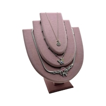Yerli Üretim Ahşap Model Anfora Kumaş Pembe Renk 25 Cm Kolye Takı Sergileme Mankeni