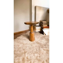 Masif Ahşap Yan Sehpa Doğal Tik Ağacı Renk Tekli Mantar Sehpa - Wooden Coffee Table Tik Ağacı