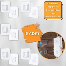 Kuriton 5 Set Geçmeli Klips, Kendinden Yapışkanlı Eşya Sabitleme Askısı Plastik Turuncu Cn Diğer
