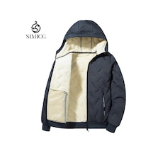 Erkekler İçin Kışlık Polar Astarlı Ve Kalınlaştırılmış Kuzu Yünü Pamuklu Ceket Gri