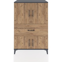 Hyperion Dolap 2 Raflı Tek Çekmeceli 4 Kapaklı 88x44x134 Antrasit-çam Antrasit